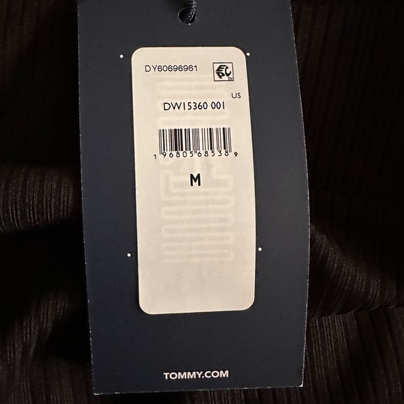 Tommy Jeans Badge Mini Black Dress V-Neck Polyester Spaghetti Straps Medium - Picture 8 of 16